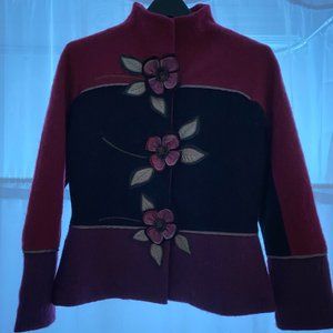 Carson Boiled Wool Jacket, Small, Black, Mauve & Deep Purple